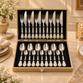 Floral Vine Engraved Champagne Cutlery Set – 24 Pcs
