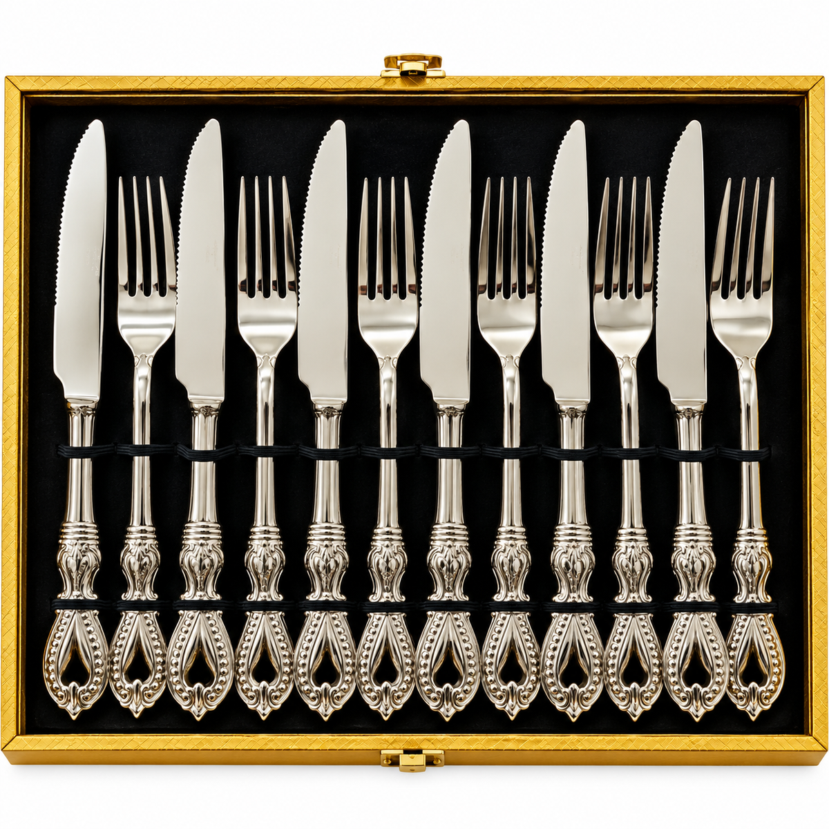 Paisley Royal Silver Cutlery Set – 24 Pcs