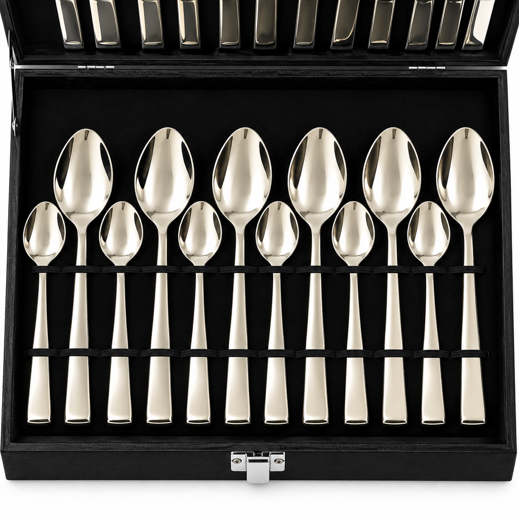 Classic Sleek Champagne Gold Cutlery Set – 24 Pcs
