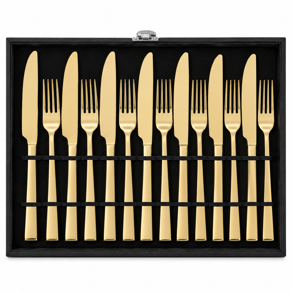 Classic Sleek Gold Cutlery Set – 24 Pcs