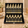 Hammered Antique Gold Cutlery Set – 24 Pcs