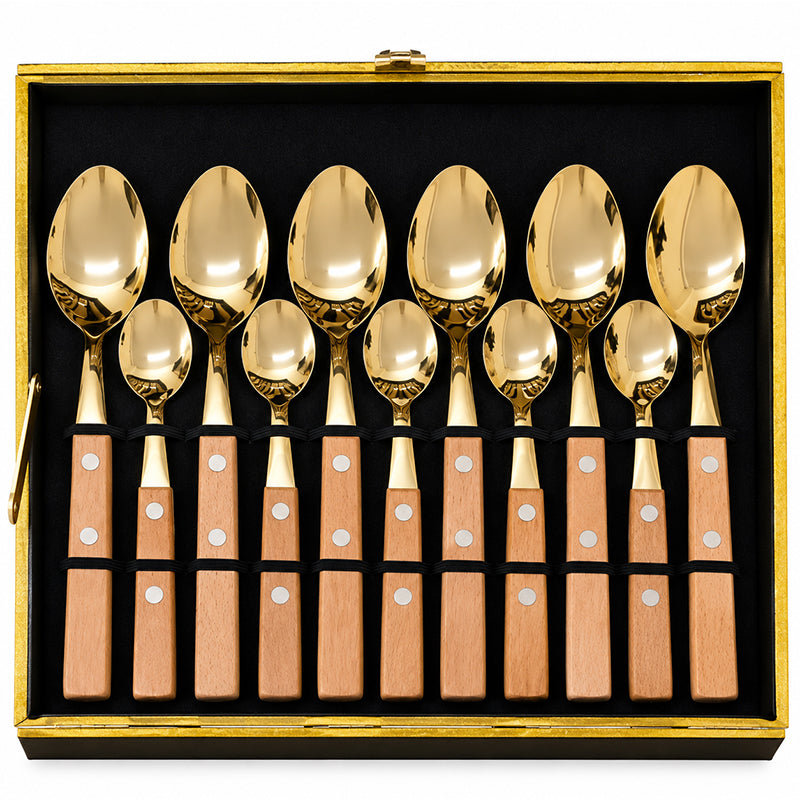 Royal Wood 24 Pcs Gold Cutlery Set